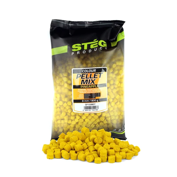 SP150807 Stég Pellet Mix 8mm 800g Pineapple – nagy méretű, édes ananász aroma pontyozó pellet